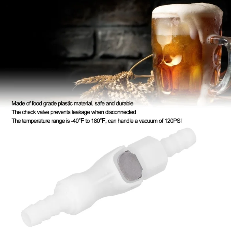 Conector rápido de 1/4 pulgadas, conector de cerveza de plástico de calidad alimentaria de 120PSI con conector de tubo de cierre