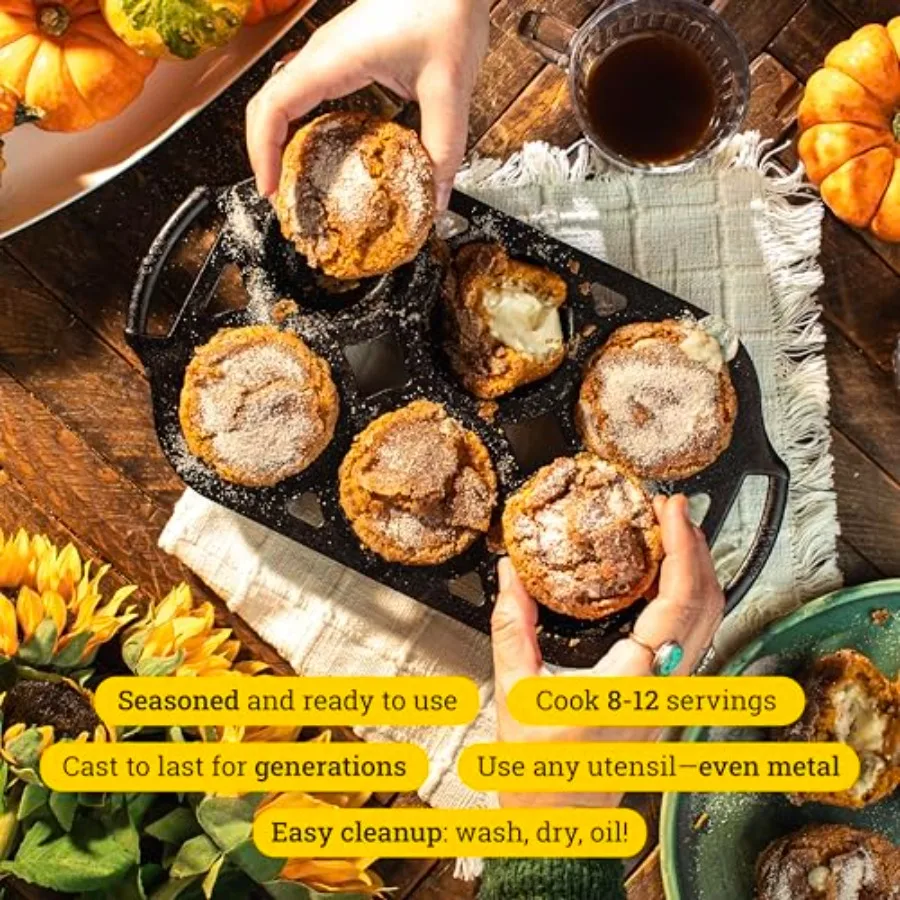 Cast Iron Baker's Favorite 6-Piece Set, Made in the USA: kitchen use, cast iron, black, pre-seasoned oven-safe