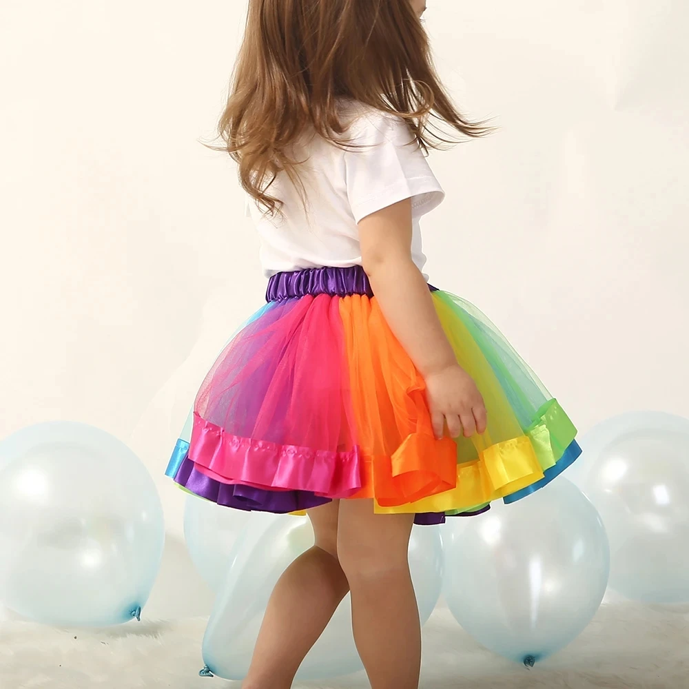 New Tutu Skirt Baby Girl Skirts 9M-8T Princess Mini Pettiskirt Party Dance Rainbow Tulle Skirts Girls Clothes Children Clothing