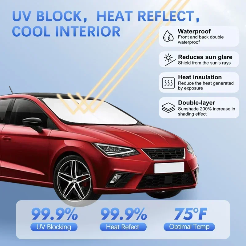 

For SEAT Ibiza MK4 IV 6J IV 4 Altea Car Windshield Sun Shade Sunshade Sun Visor Protector Blocks UV Rays Summer Car Accessories