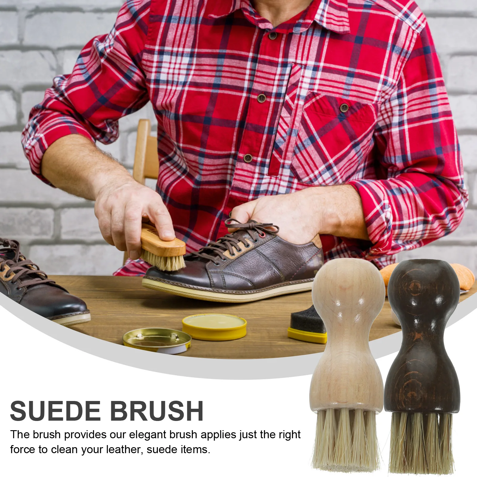 

2pcs Shoe Cleaning Tools Pig Hair for Suede Boot Travel Mini Black Wood Handle Suede Brush Eraser Oil Wax