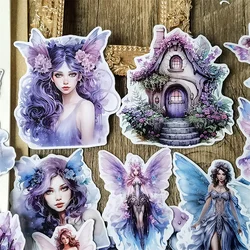 Stickers Watercolor Magic Forest Purple Elf Fairy Stickers DIY Scrapbook Diary  Project Decoration  Vintage Scrapbooking