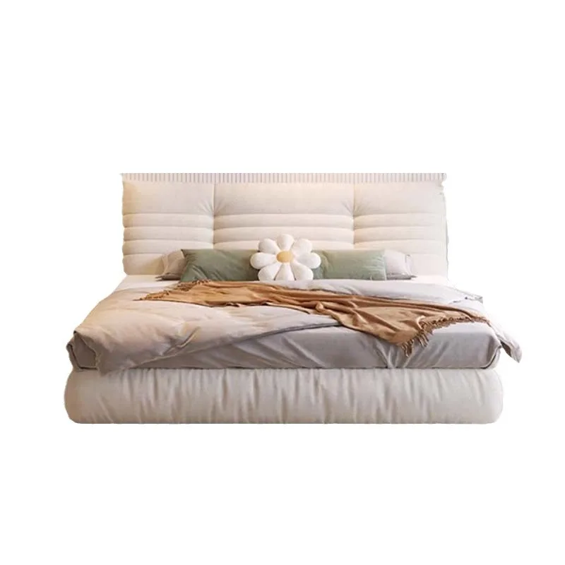 

Technology fabric bed simple modern milk fleece master bedroom double Internet celebrity ins cream wind