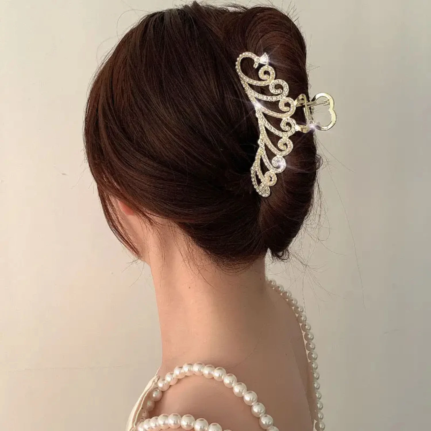 Elegant Metal Peacock Hair Clip with Imitation Pearl Rhinestone for Women - Fashionable Alloy Hair Claw for Girls Hair dye kit