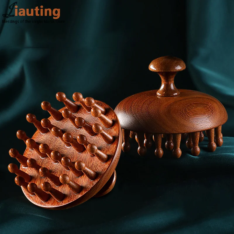 Multi-Functional Wood Therapy Massage Comb Scalp Head Massager Natural Sandalwood Circular Tooth Guasha Scraping Body Massager