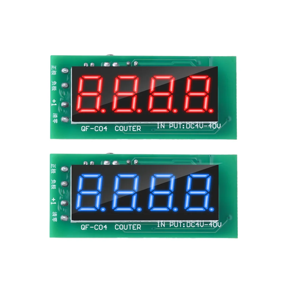 0.56 inch 4 Digit Digital Display Counter Module with Memory Function QF C04 DC4-40V Counter Module 0-9999 Counting Range