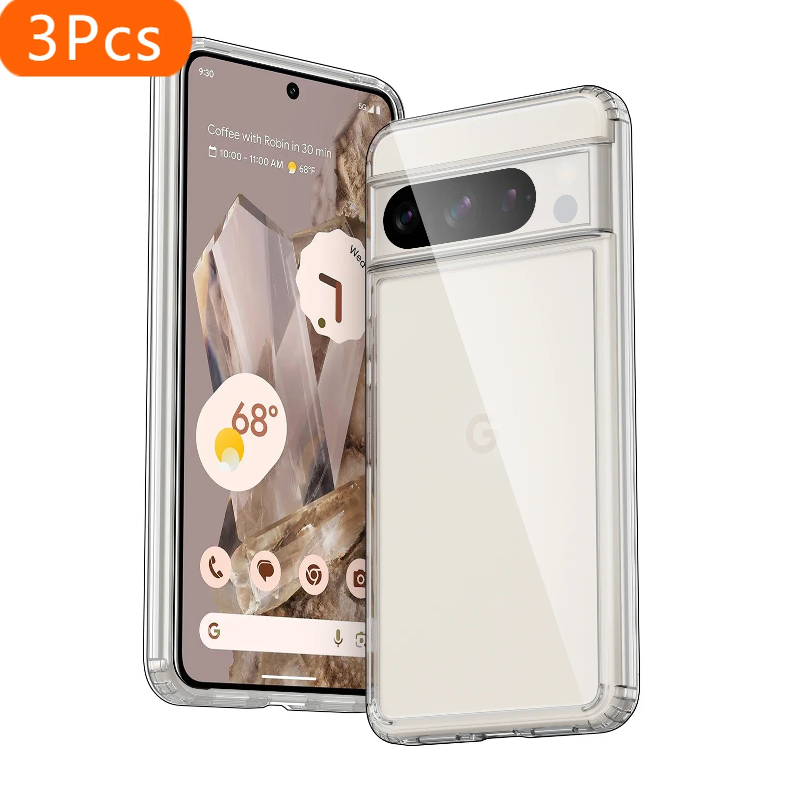 

3 шт. прозрачный чехол для телефона Google Pixel 5A 6 Pro 6A 7 8 8Pro, прозрачная задняя крышка для телефона, защитный бампер, аксессуар