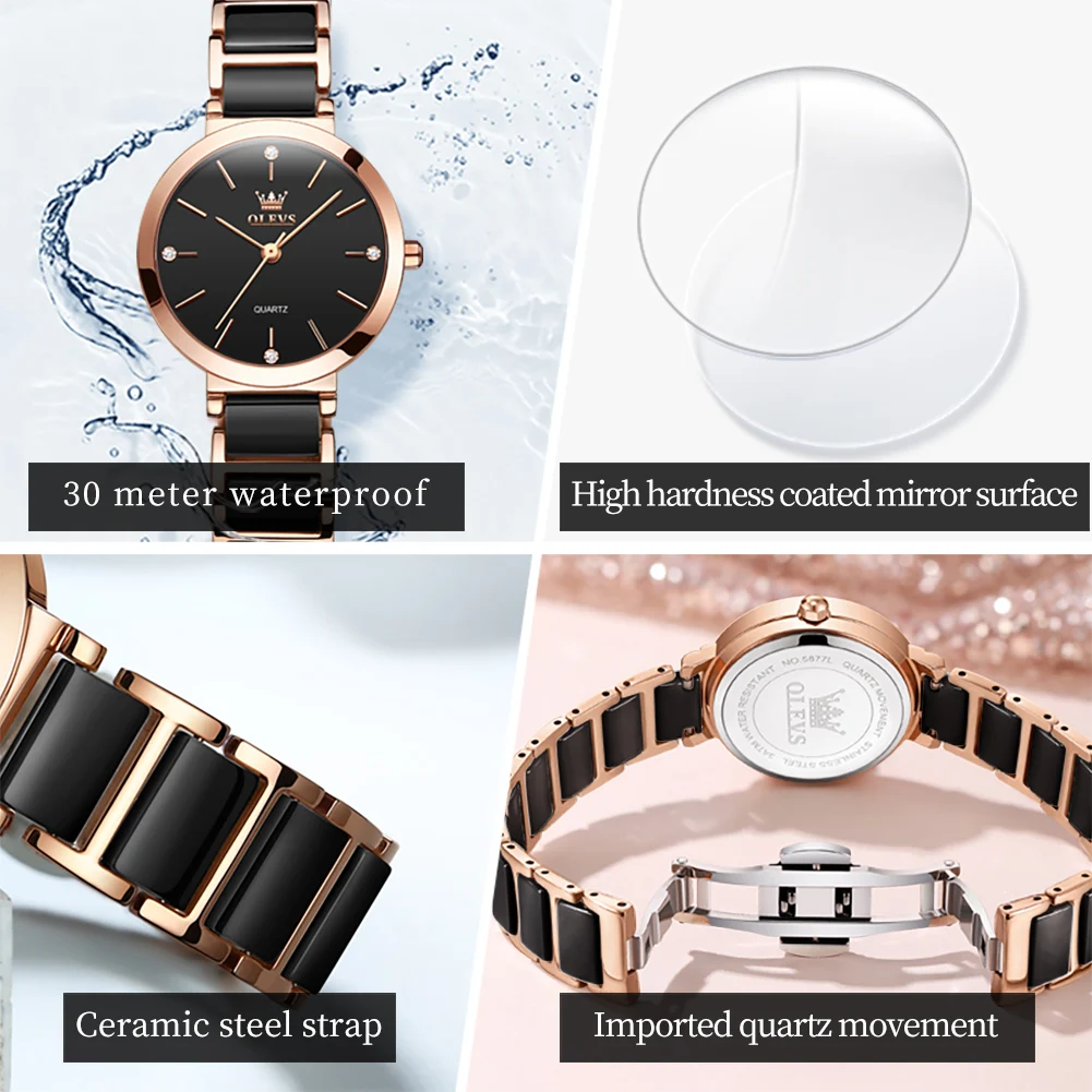 OLEVS 5877 Women's Watches Original luxury Ladies Watch Waterproof Date Ladies' wristwatch Stainless steel brand Reloj Mujer
