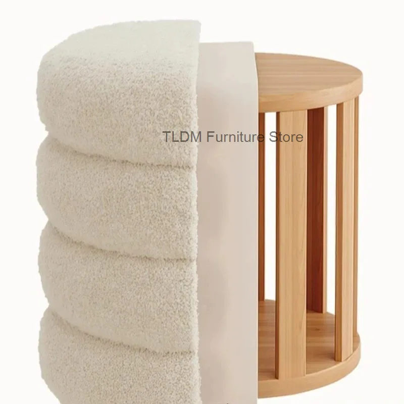Cute Bedroom Wooden Makeup Stool Vanity Pink Stool Vanity Foot Mini White Beauty Girls Silla Tocador Maquillaje Home Furniture view 5