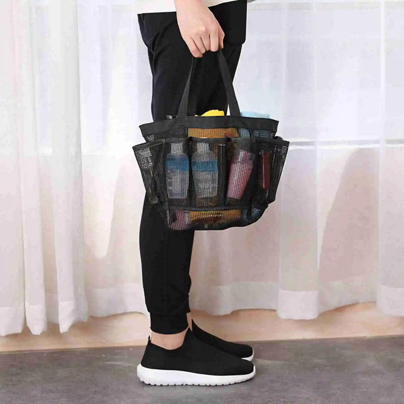 Mesh Shower Bag Hanging Toiletry Bag College Dorm Essentials Bag Portable Wash Bag Quick Dry Cosmetic Bag Shower Organizer for