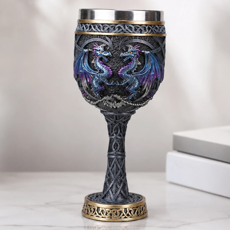 3D Dragon Medieval Chalice Wine Glass Cup 200ml Viking Gothic Beer Whiskey Goblet Bar Home Party Festival Decor Water Mug Gifts