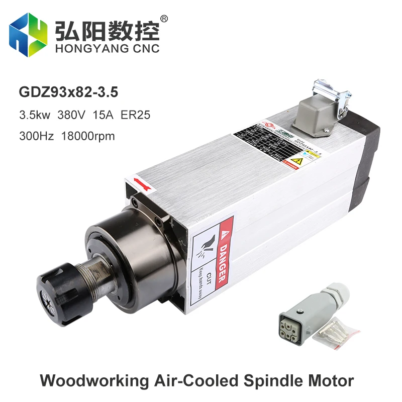 CNC 라우터 조각용 사각 공랭식 스핀들 모터, 밀링 스핀들, 3.5kw, ER25, 220V, 380V, 4 개 베어링