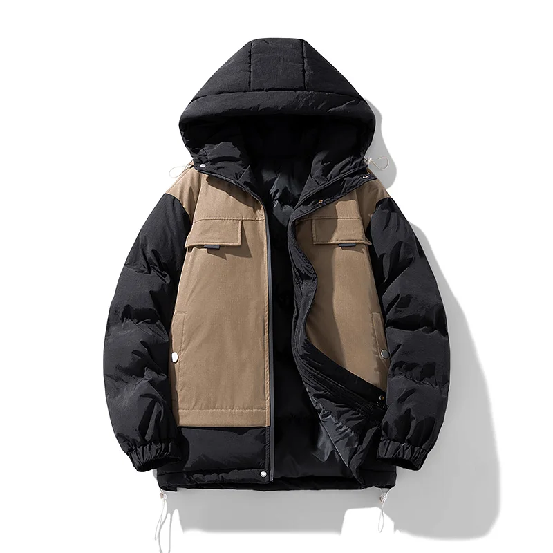 Winter Thick Jacket Men's Trendy Harajuku Thick Windproof Warm Parkas Couple's 2024 New Snow Clothes Multi-Pocket Hooded Coat