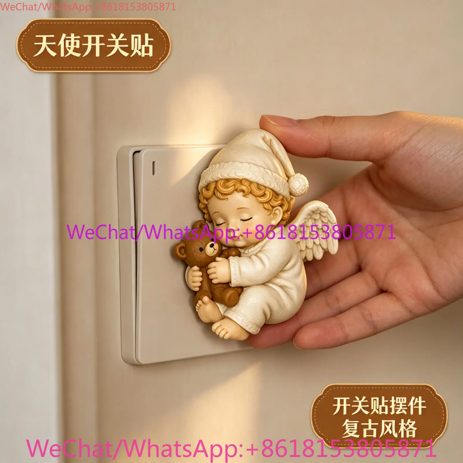 French retro cherub decorative wall sticker switch sticker protective cover ornament