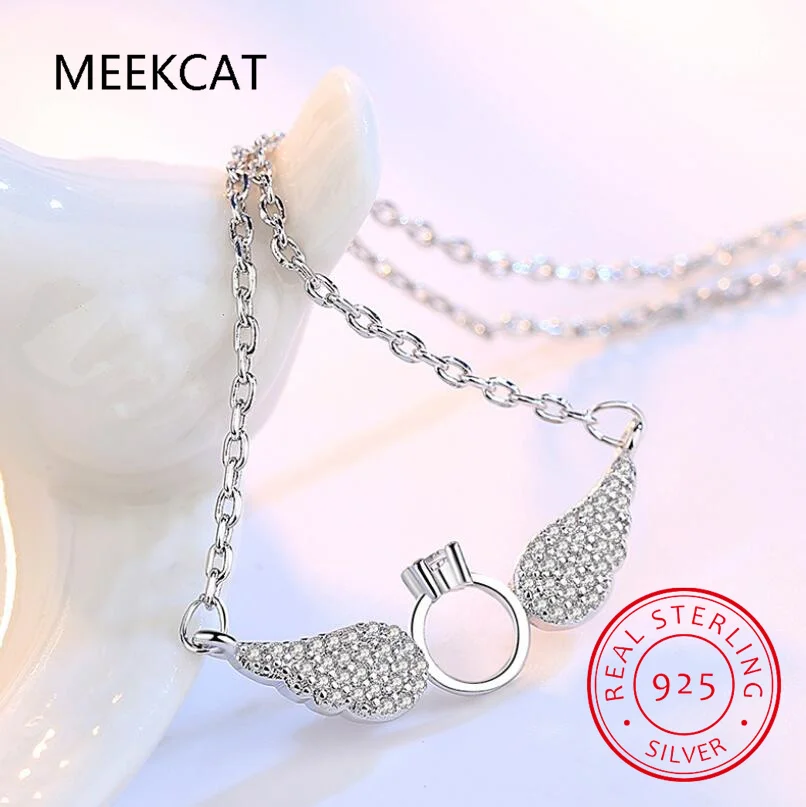 

Women's Angel Wings Necklace Long Pendant Korean Fashion Cubic Zirconia Chain Collares Para Mujer Free Shipping Gift
