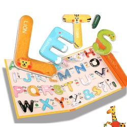 Montessori Wooden Magnetic English Letters Board Game Alphabets Languages Learning Book Educational  Puzzles Toy For Children