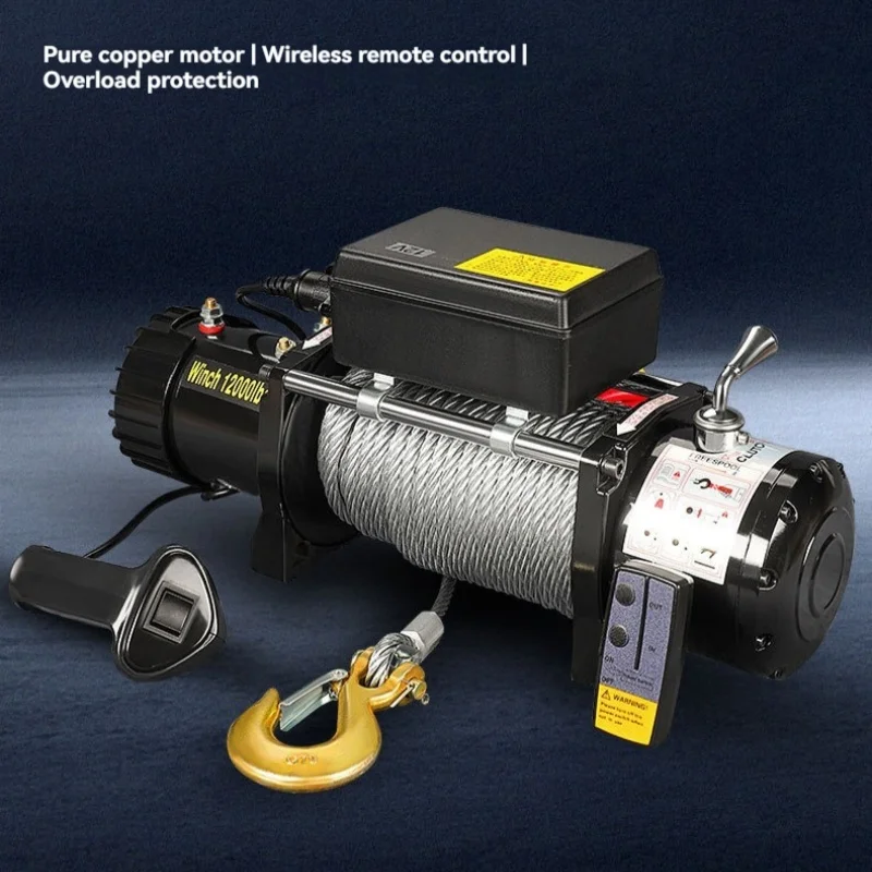 12V Electric Winch Cross-border Rescue 24V Vehicle Mounted Winch Trailer Wire Rope Winch Winch Electric Winch