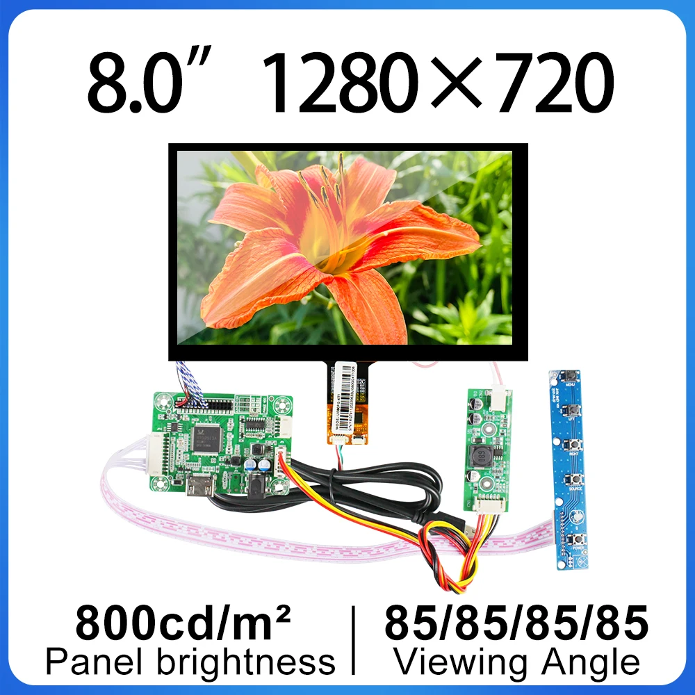 

1280x720 Original LCD Display 8 Inch LCD Module Touchpanel driver board 30 Pins AV080HDM-N19 Industrial control screen