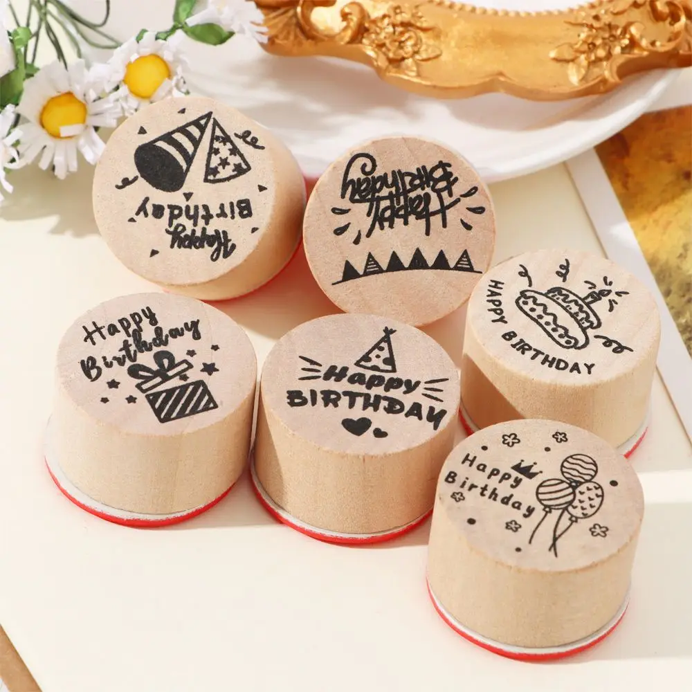 Birthday Drawing Supplies Daily Planner Decor Painting Letter Stamp Blessing Greeting Words Scrapbooking Wooden Rubber Stamp