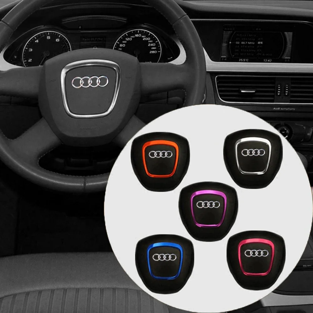 

Car Styling steering wheel center logo Covers Stickers Trim for Audi A4 B6 B7 B8 A6 C6 A5 Q7 Q5 A3 8P S3 8v Interior Accessories