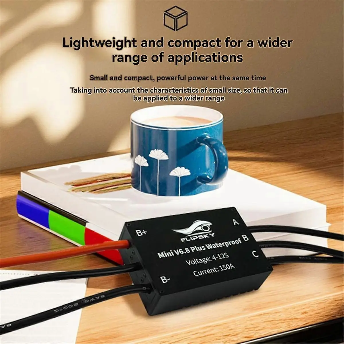 플립스카이 IP68 방수 미니 FSESC6.8+ 전자 속도 제어기 150A (이포일, 이젯 보트, 이서프트용, VESC6 기반)