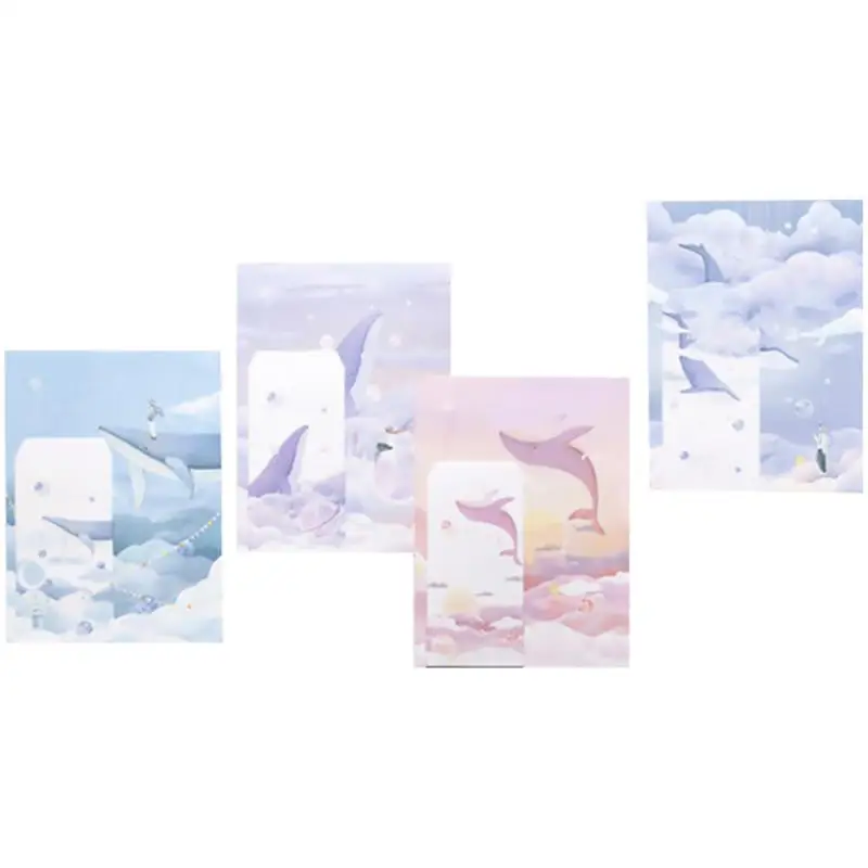 Papier à lettres coloré, enveloppes en plastique 100g, pour note d'anniversaire simple, exquises et délicates, 4 ensembles