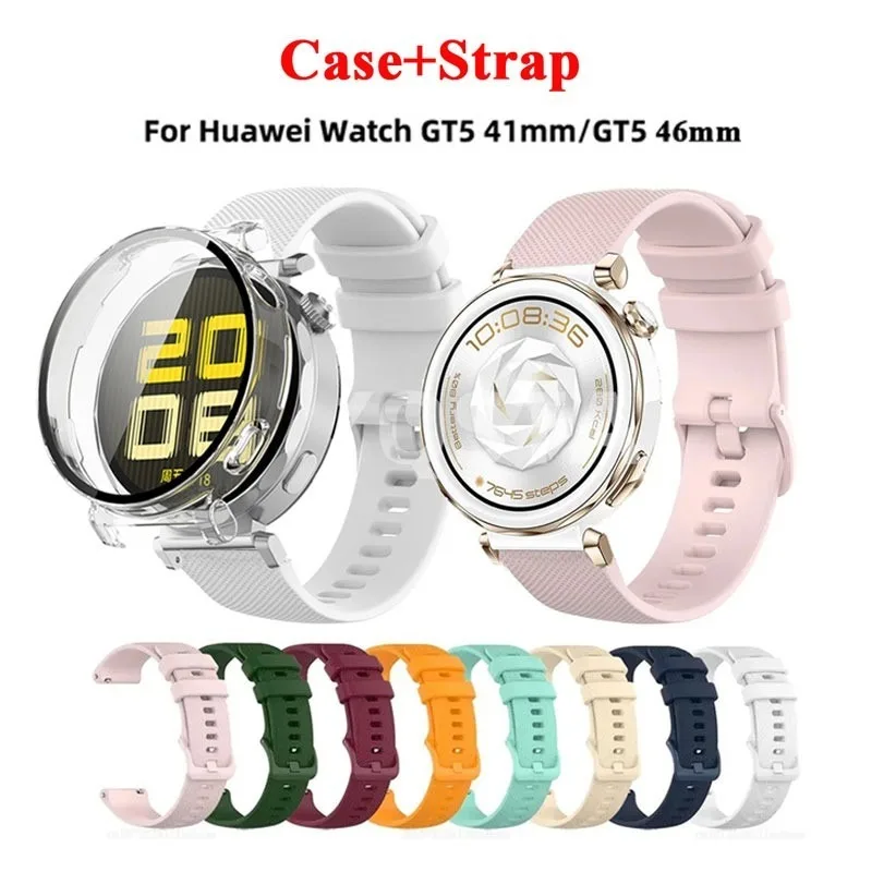 Silikon Uhren armband Gehäuse Abdeckung für Huawei Uhr GT 5 GT5 41mm 46mm Ersatz Armband Armband für Frauen Armband Gürtel Shell