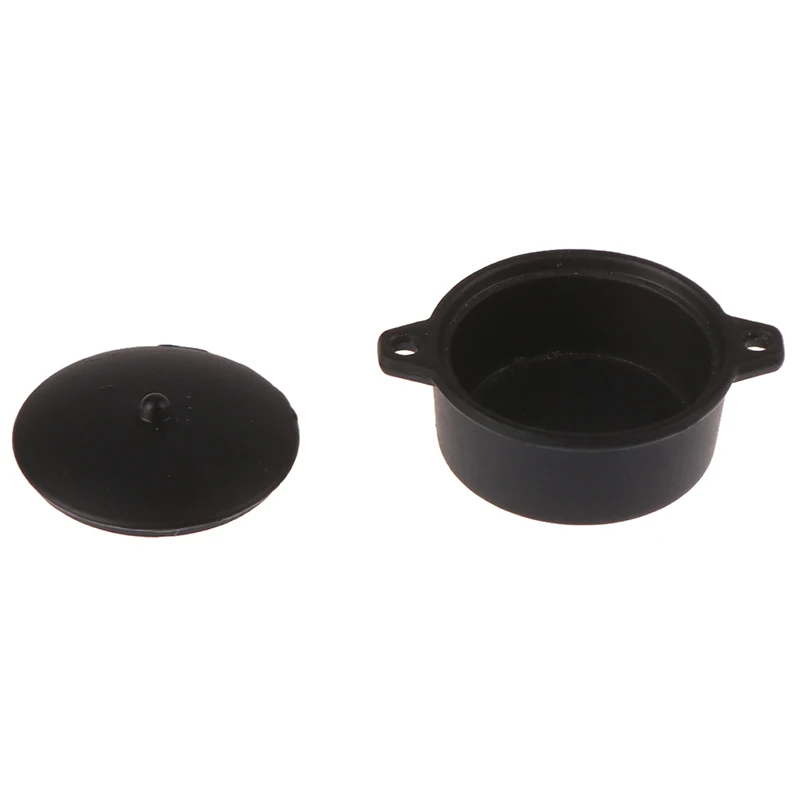 1:12 casa de bonecas em miniatura mini pote preto modelo acessórios de cozinha brinquedos
