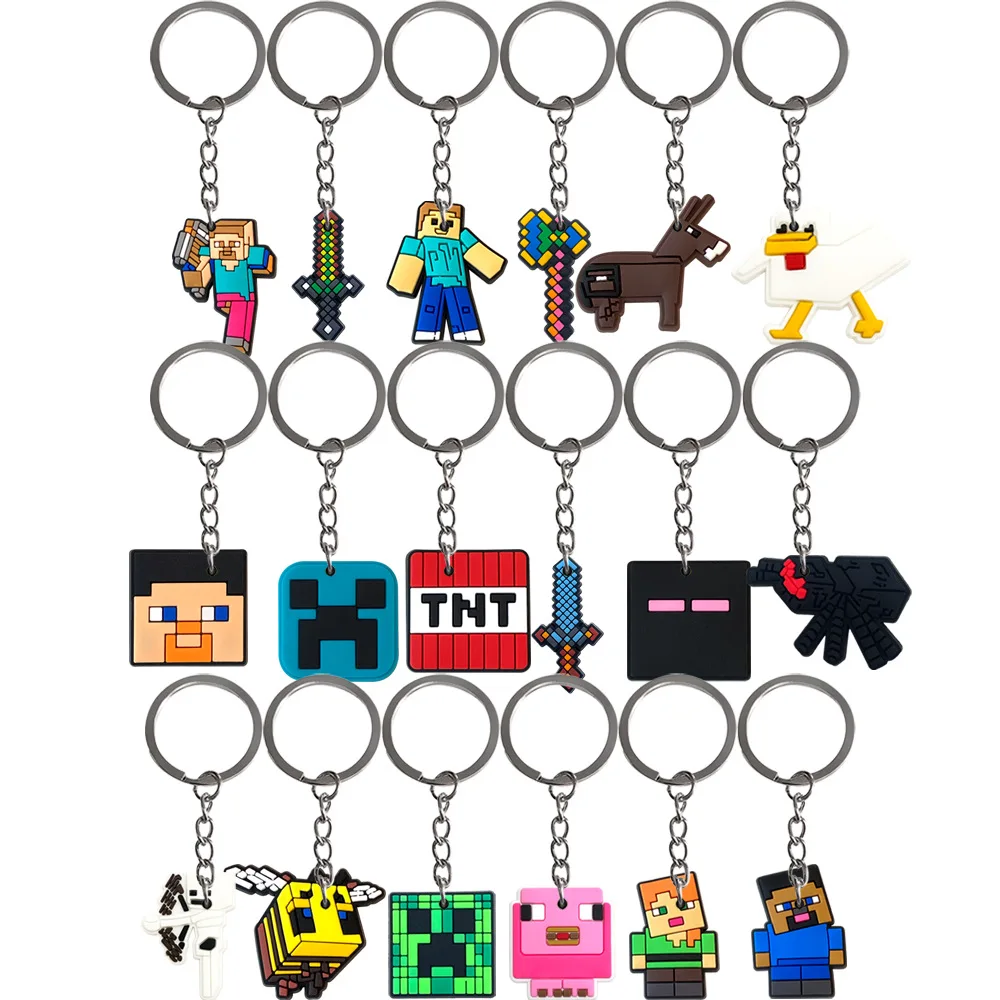 Llavero de PVC de dibujos animados de Minecraft, de goma suave, de moda, creativo, de celebridad de Internet, decoración, juguetes de anime
