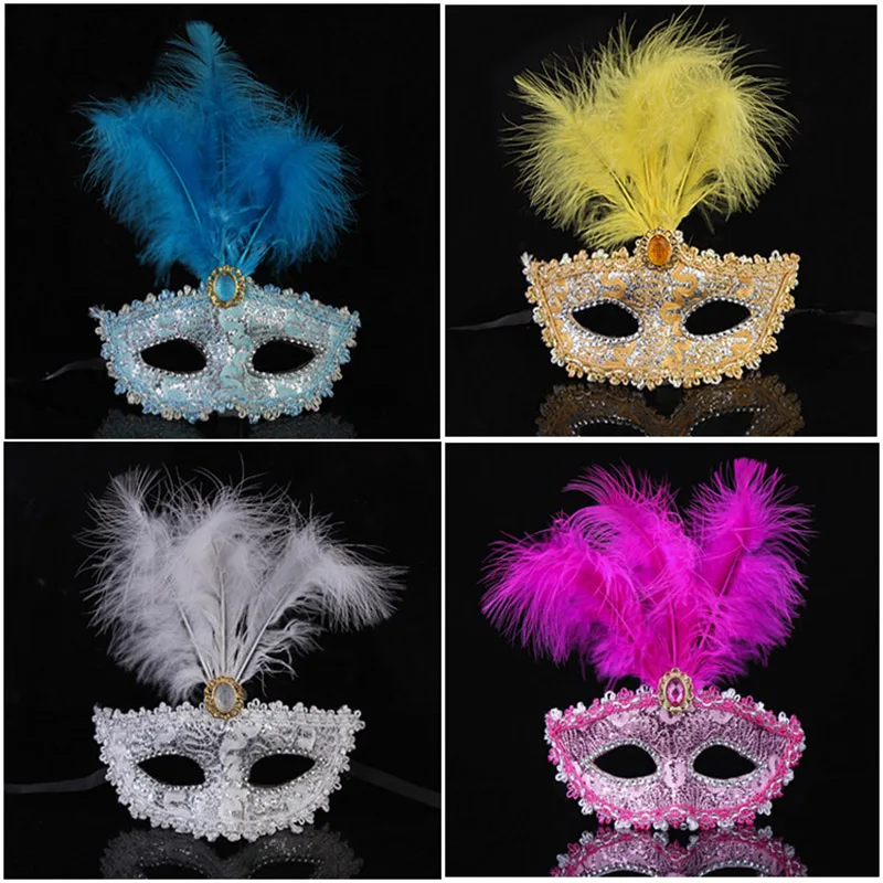 Princess Feather Masquerade Mask Lace Half Face Cosplay Performance Supplies Halloween Props Sexy Erotic Mask 2023 New