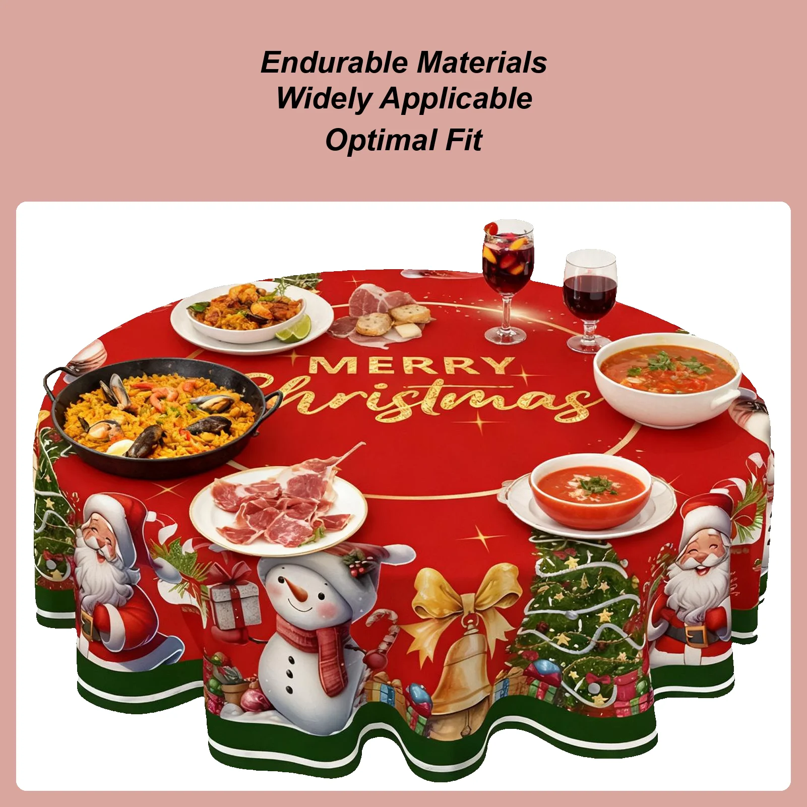 

Table Cloth Round Cover Vintage Cover Protector Christmas Round Tablecloth For Fall Thanksgiving Winter Holiday Kitchen Patio