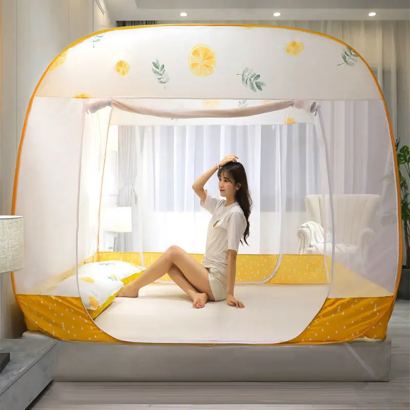 Small Fresh Print Pattern Home Children Anti-fall Mosquito Net Large Space Yurt-style Mosquito Net Summer Universal Mosquito Net