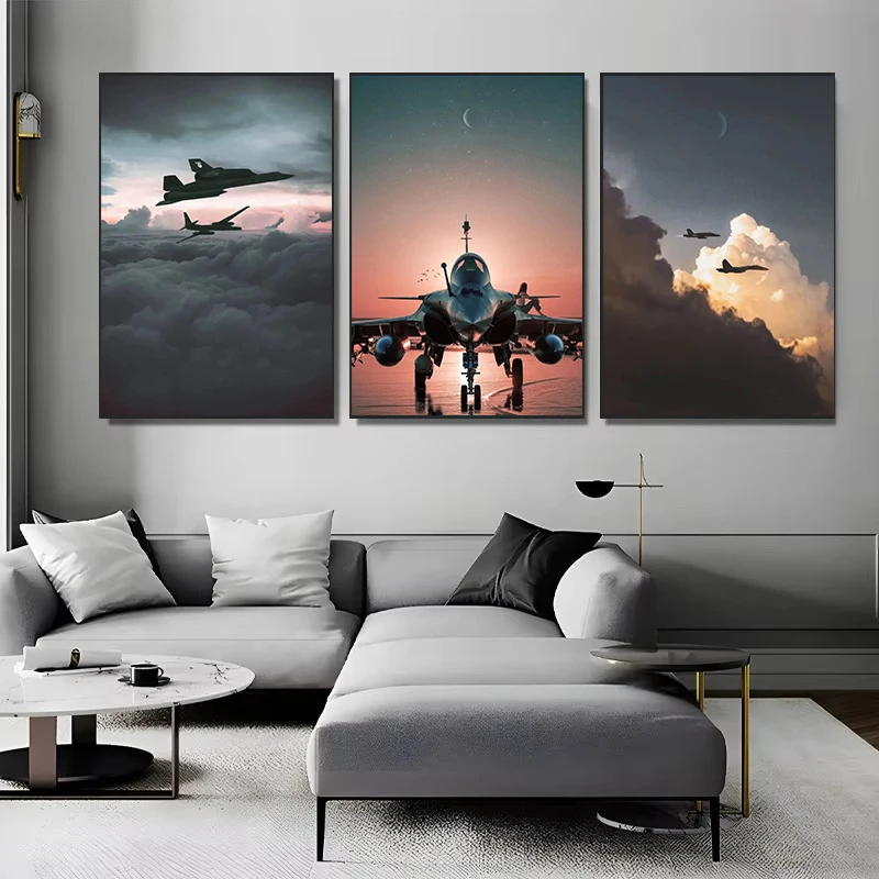 Vintage Planes Fighter Jet Military Aircraft Launch Canvas Painting Print Poster Wall Art Picture Office Living Room Home Decor
