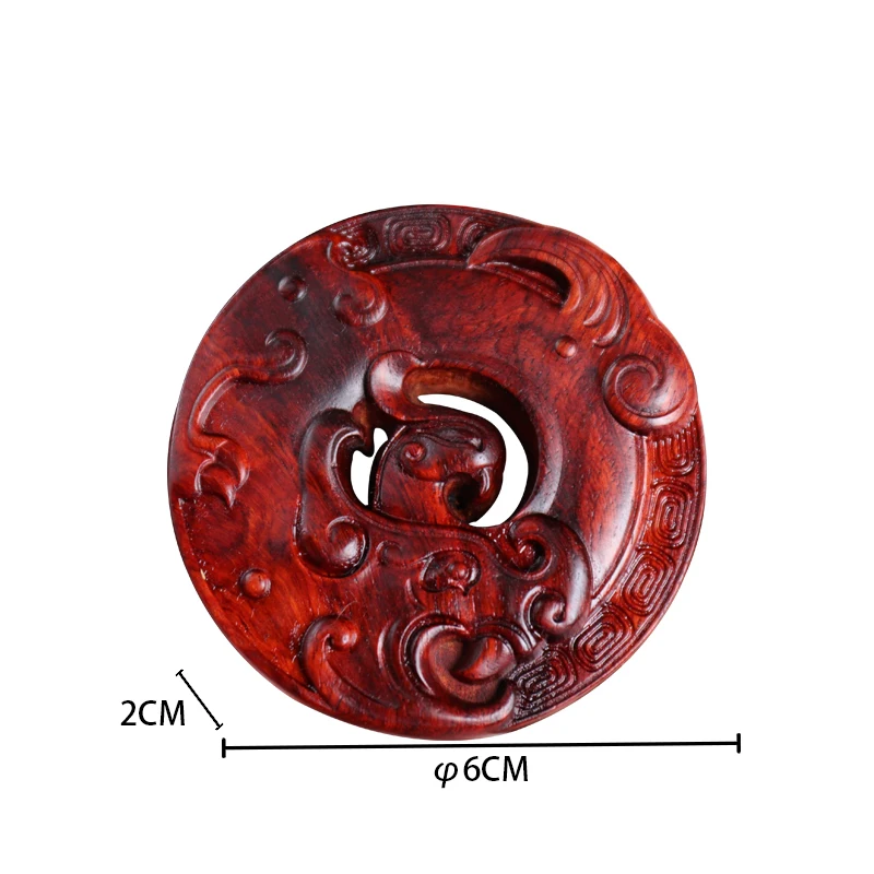 6cm Lobular Rosewood Traditional Chinese Myth Dragon and phoenix Mascot Wood Sculpture Pendant Wooden sign Collection