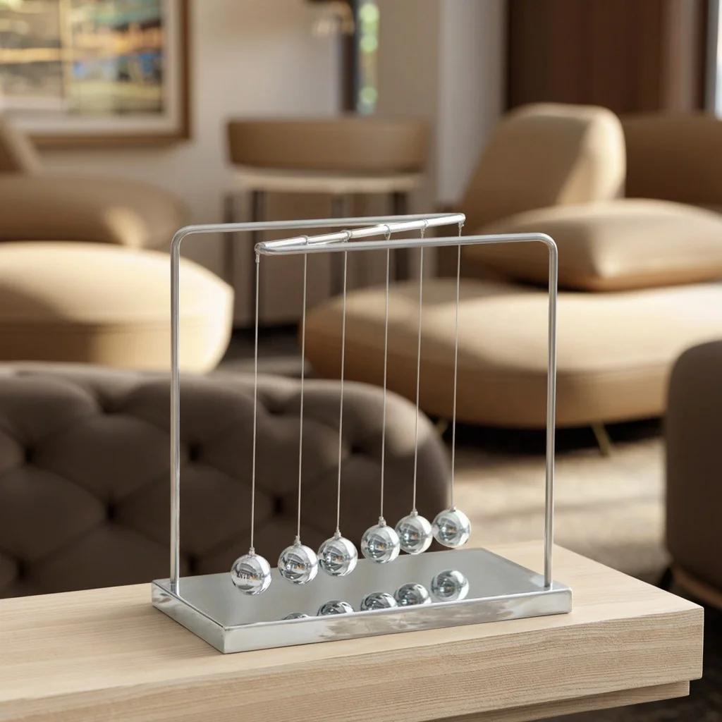 

Modern Light Luxury Newton Ball Tabletop Decoration Silver Metal Ball Ornament Home Decorations for TV Cabinet Study Office Desk