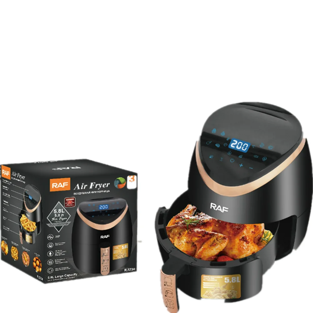 New Design Smart Automatic Touch Screen Electrical Digital Air Fryer RAF 5.8L Air Fryer