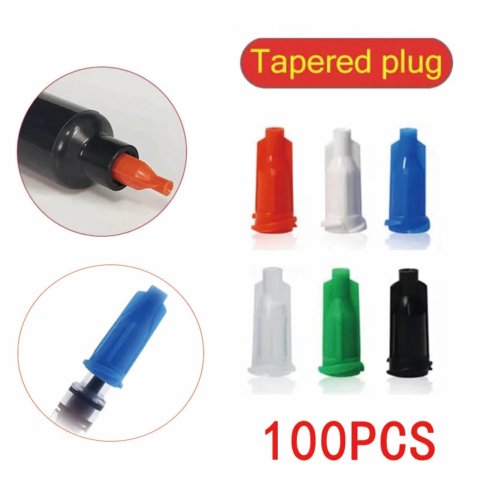 Wholesale 100pcs Syringe Stoppers Glue Barrel Stopper Dispensing Cylinder Cap Needle Tip Tapered Plug