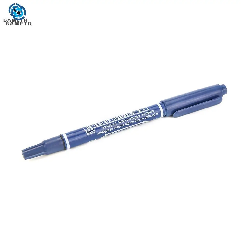 1 buah ujung ganda 0.5/1.0mm spidol Nib tahan air hitam biru merah spidol seni Manga berminyak pena alat tulis kantor sekolah siswa