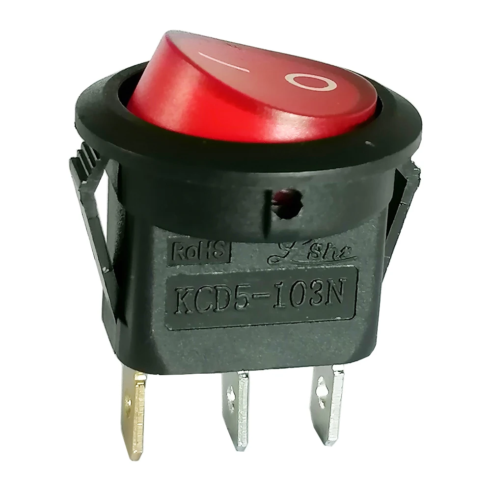 KCD5-103N Round Illuminated Rocker Pushbutton Switches for Lighting Transformers, 4-Pack