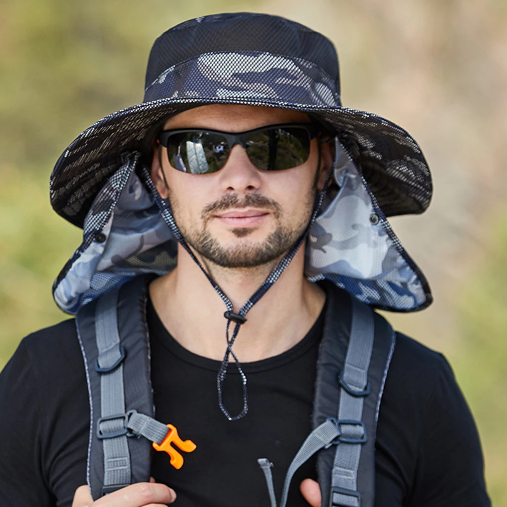 

Men Bucket Hat Portable Breathable Colorful Windproof Sunproof Camping Hiking Mountain Climbing Fishing Cap Headgear