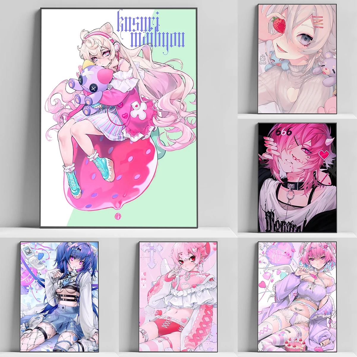 

Anime Gothic Lovely Boys and Girls Dressing Poster For Home Decorations Canvas Wall Art Mural Decorative Paintings Room Decor