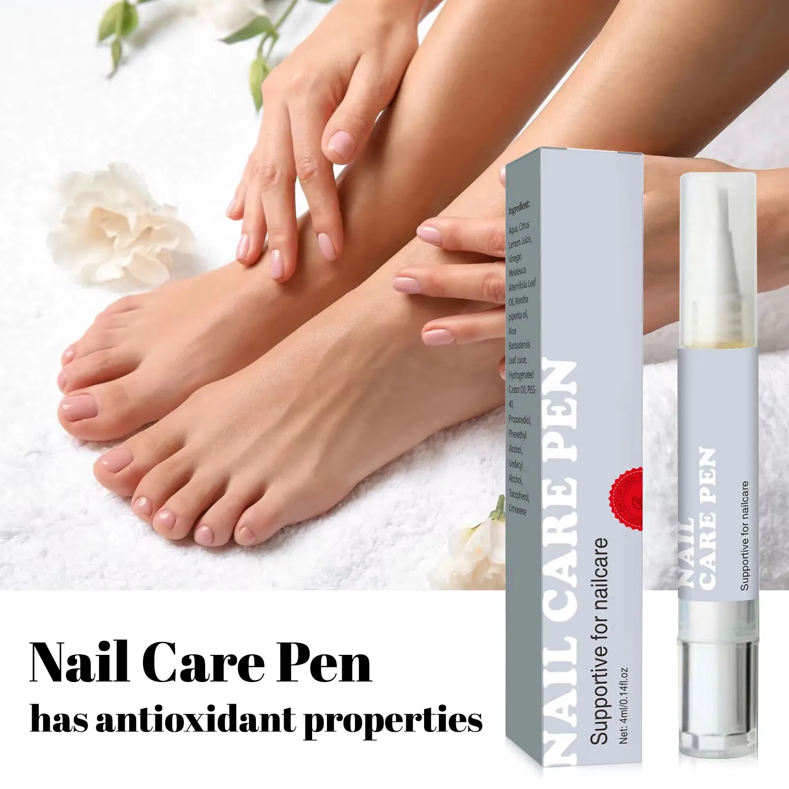 천연 오일이 함유된 4ml 네일 케어 펜 - 건조하고 약한 손톱 및 손톱 주위 피부를 위한 보습, 항산화, 비자극성