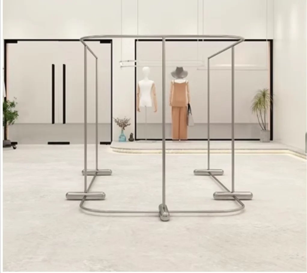 

U-shaped floor type men's and women's special creative rack display in the island hanger stainless steel