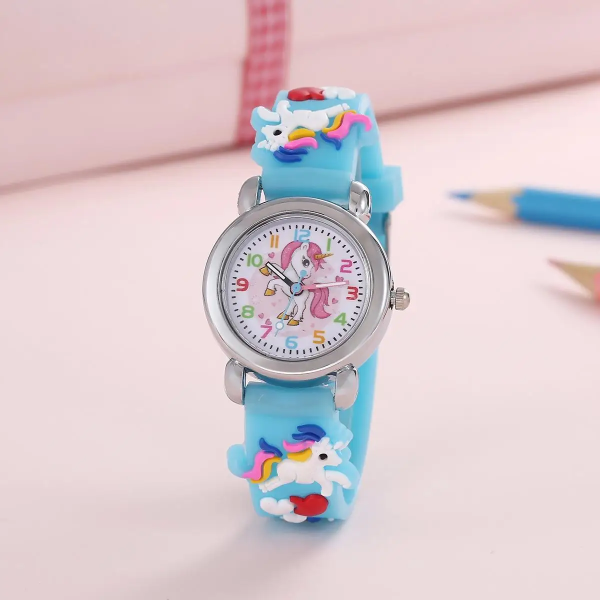 New Fashion Colorful Cartoon Unicorn Student and Children\'s Watch Quartz Watch Electronic Watch