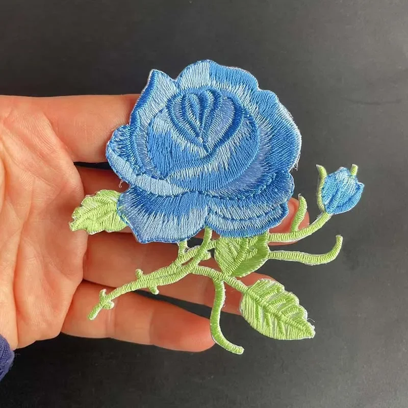 8.5*8CM/Fabric Flower Applique Patch Thermocollant Clothes Stickers,Rose Embroidery Iron On Patches Decoration for Clothing,Jean