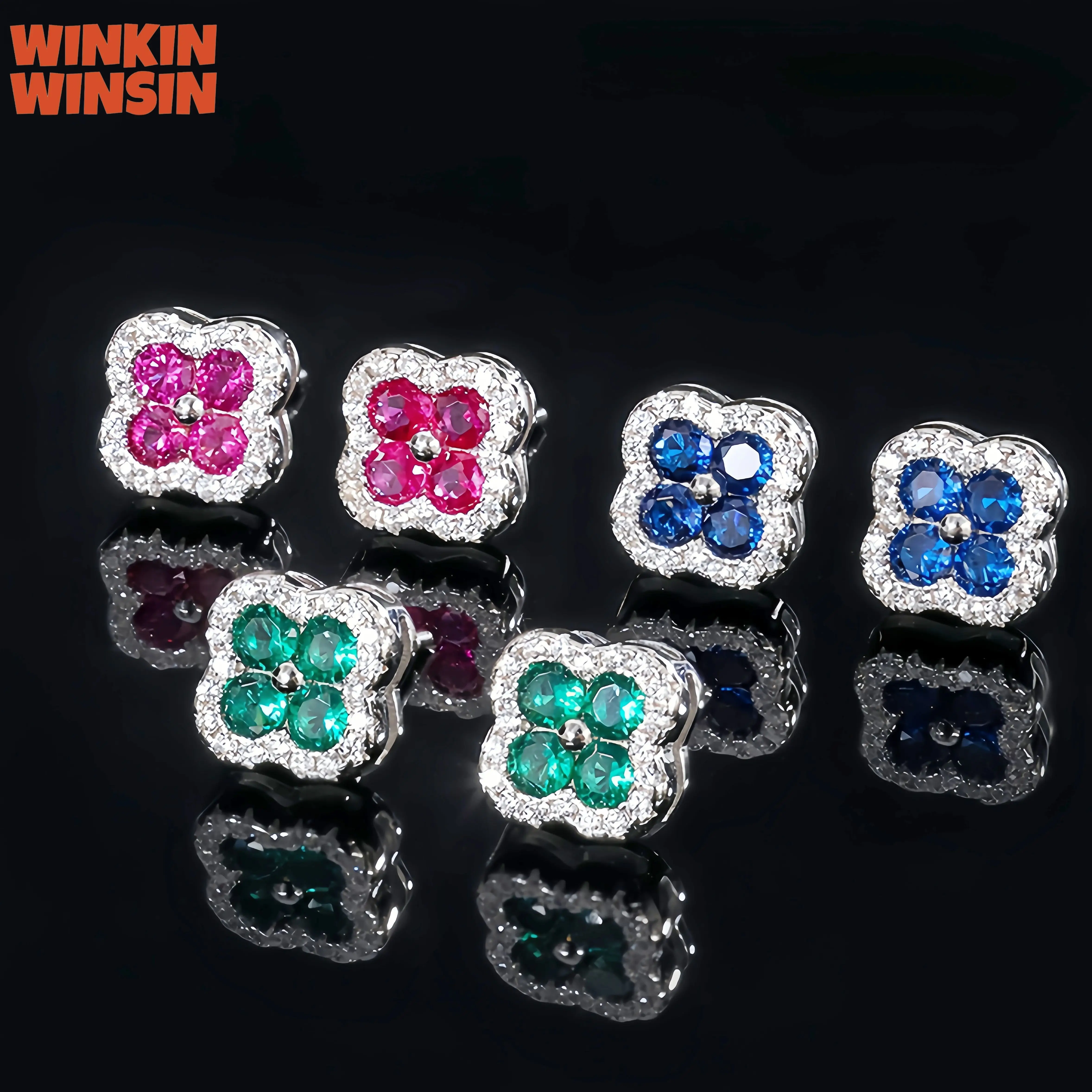 

WINKIN WINSIN Brand MCT Healthy Copper Stud Earrings Flower Designer Fashion Women Earrings Stud Jewelry Gemstones Accessories