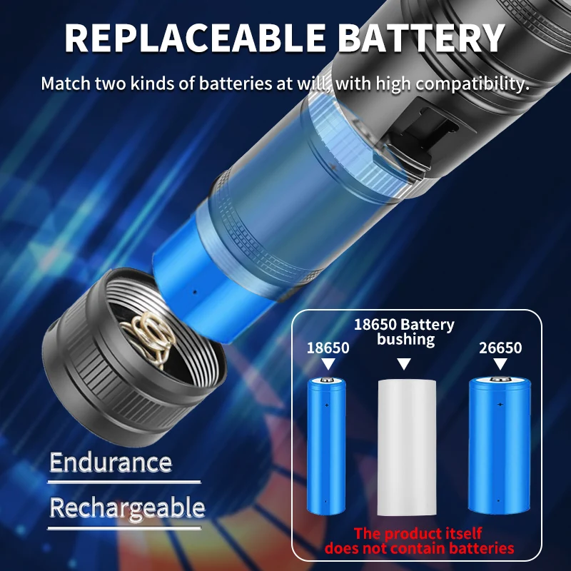 ไฟฉายดำน้ำอลูมิเนียม D117 กันน้ำระดับ IPX8 ไฟ LED สำหรับนักดำน้ำ ไฟฉายดำน้ำลึก 100 เมตร โคมไฟกันน้ำสำหรับตั้งแคมป์ ตกปลา ไฟฉาย LED