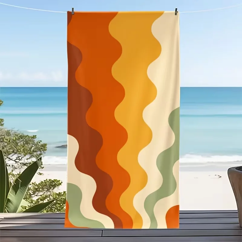 Geometric Greek Key Beach Towel Luxury Minimalist Line Pattern Quick Dry Sandproof Absorbent Towel for Beach Travel Vacation view 2