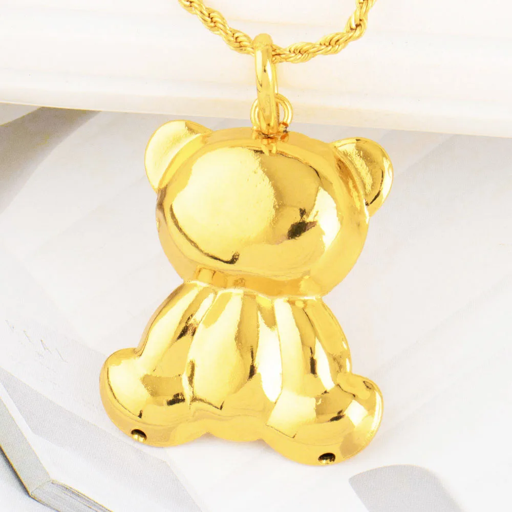 Goldfarbene Bären-Anhänger, modische 18 Karat vergoldete Halskette für Herren und Damen, DIY-Schmuck, Musik, Festival, Party, Jahrestag, Geschenk – Detail 10