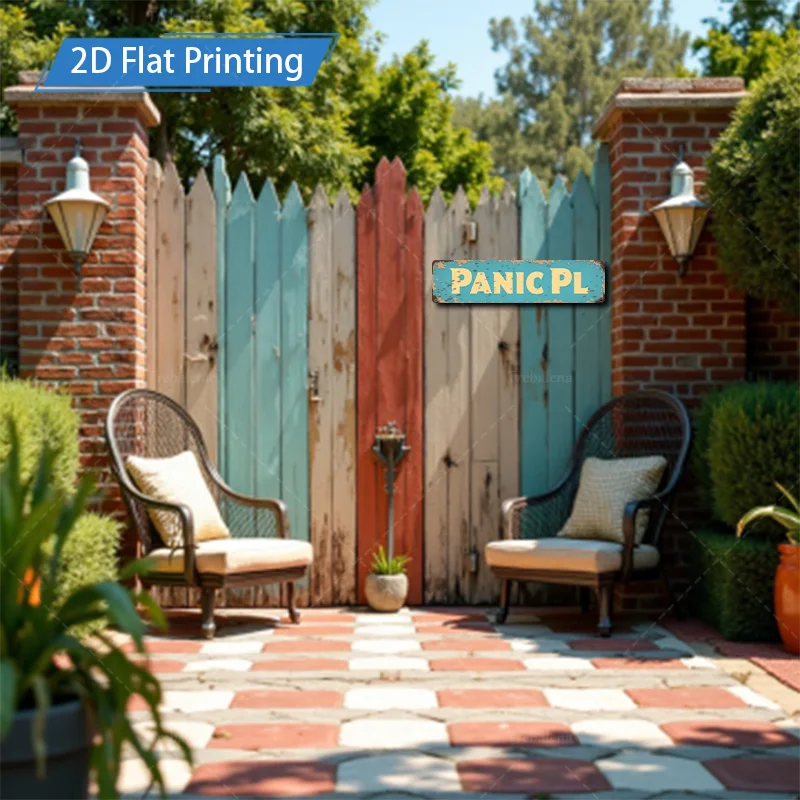 [2D FLAT] 1pc Metal Sign, 4×16inch Rustic Panic Pl Street Sign Metal Wall Art Decor